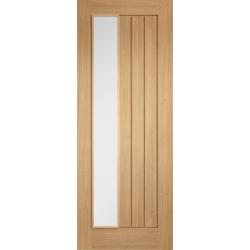 Mexicano Oak Door with Offset (clear) Glass – Pre-finished