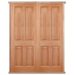 4 Panel Hardwood PreHung Oak Double/French Doors