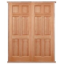 6 Panel Hardwood PreHung Oak Double/French Doors