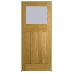 DX 30's Style Oak Prehung Door with Frosted Glass (un-finished)