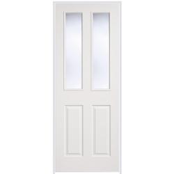 Textured 2P/2-Light (hollow core) Primed White Prehung Door with Clear Glass