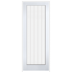 Textured Cottage 1-Light (hollow core) Primed White Prehung Door with Clear Glass (frosted lines)
