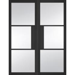 Tribeca Black Double Doors with Clear Glass (pre-finished)