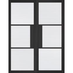 Tribeca Black Double Doors with Reeded Glass (pre-finished)