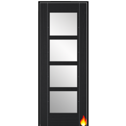 Vancouver 4-Light with Clear Glass Charcoal Black Prehung Fire Door