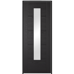 Vancouver 1-Light with Clear Glass Charcoal Black Prehung Door