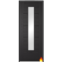 Vancouver 1-Light with Clear Glass Charcoal Black Prehung Fire Door