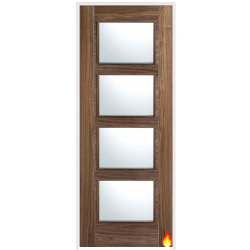 Vancouver Walnut Prehung Internal Fire Door with Clear Fire Glass