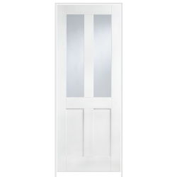 London 4 Panel Primed White Prehung Door with Clear Glass