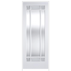 Manhattan Primed White Prehung Door with Clear Bevelled Glass