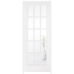 SA Glazed Primed White (smooth) Prehung Door with Clear Glass