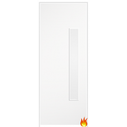 18G Flush Primed White Prehung Internal Fire Door with Clear Glass (FD30)
