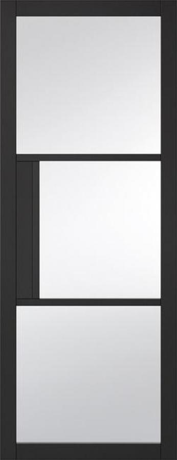 Tribeca 3L Black (pre-finished) Internal Door with Clear Glass
