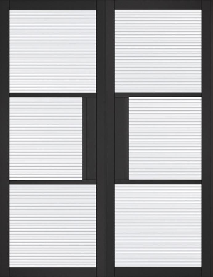 Tribeca Black Double Doors with Reeded Glass (pre-finished)
