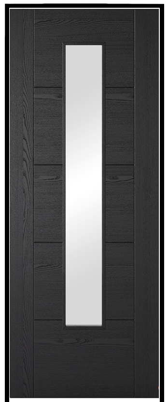 Vancouver 1-Light with Clear Glass Charcoal Black Prehung Door