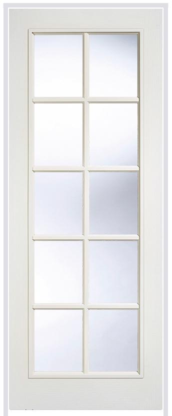 Textured 10-Light (hollow core) Primed White Prehung Door with Clear Glass