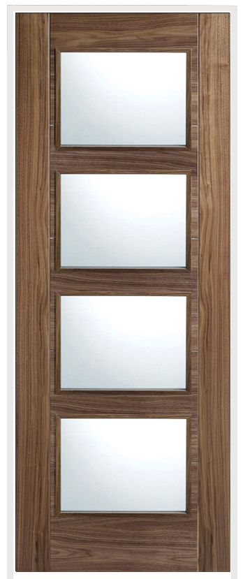 Vancouver Walnut Prehung Internal Door with Clear Glass