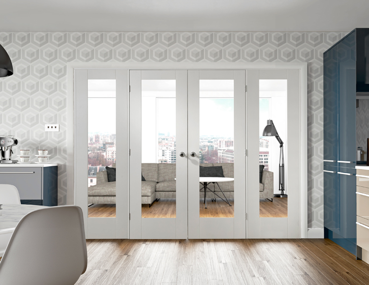 White Pattern (clear glass) 10 Easi-Frame Room Divider