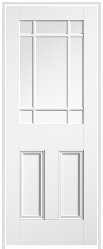 Downham 9L White Prehung Door with Clear Glass