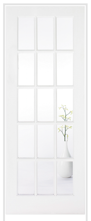 SA Glazed Primed White (smooth) Prehung Door with Clear Glass