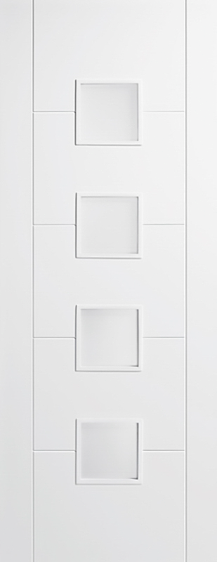Vancouver 4-Light White Primed Internal Door (with frosted glass)