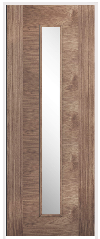 Sofia Walnut Prehung Internal Door with Clear Glass